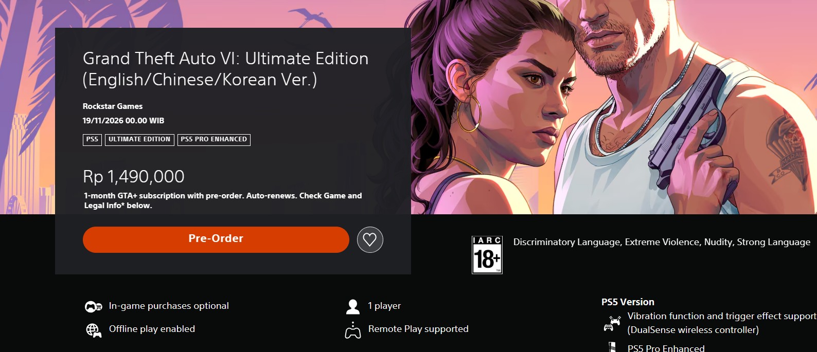 Pre-Order GTA 6 Sudah Dibuka, Ini Harganya di Indonesia