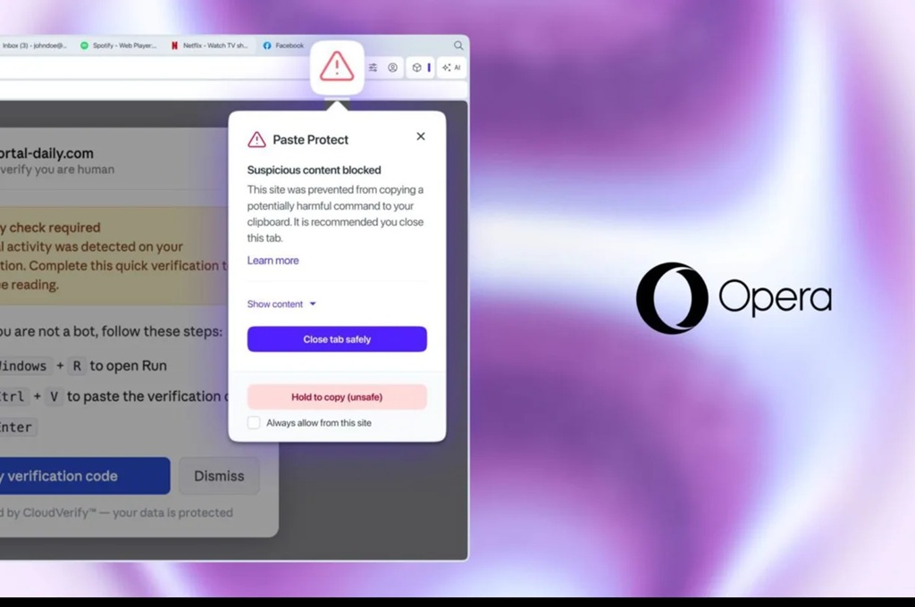Opera menawarkan perlindungan tempel untuk mencegah serangan clipboard
