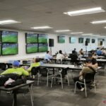 Pusat Media Stadion Philadelphia menyambut jurnalis dari pertandingan Prancis-Paraguay